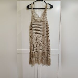 Crocheted womens long dress tank